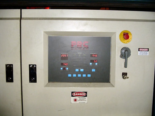 PRIMA RAPIDO PRC 2200,5 AXIS, 2- 60 X 120 TABLES, 2400 WATTS,1/4 STEEL, 1996