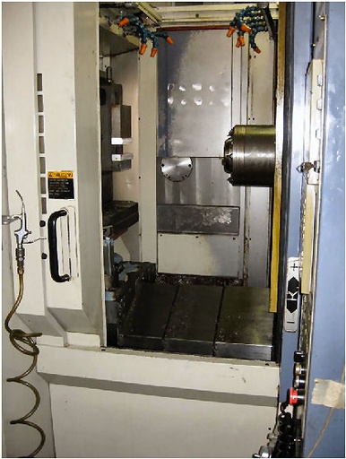 24.5 X, 22.05 Y, 22.05 Z, OKK HM 500,Full 4th axis,thru sp clnt,8 plts, 2001