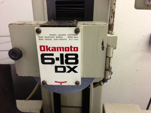 6 x 18 , OKAMOTO 618DX2,MANUAL DOWNFEED, COOLANT SYSTEM, 1998