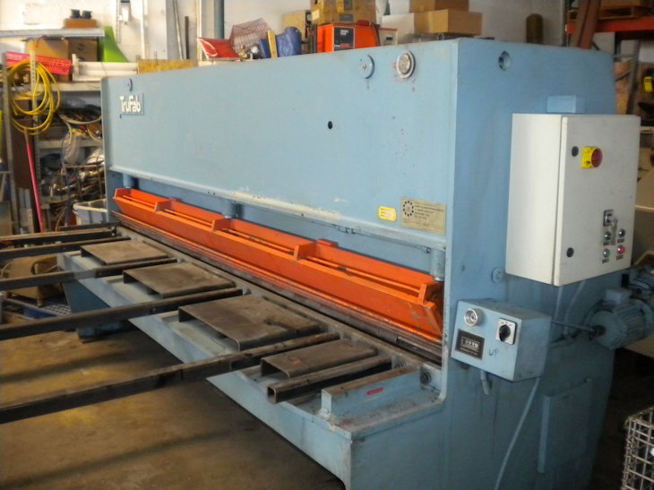 1/4 x 10' TRUFAB S1025, 36 MANUAL BACKGUAGE ,SQUARING ARM, - 1987