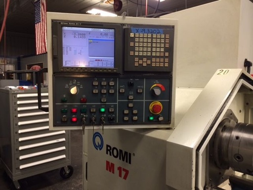 10 x 43 , BRIDGEPORT ROMI M17, 8 STATION TURRET,10 CHK,FANUC 21, 2006