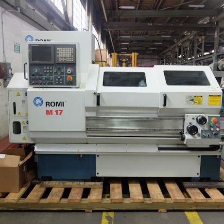 17 x 43 BRIDGEPORT ROMI MODEL M17,FANUC 21T CNC,4000 RPM,8 POS TURRET, 2001