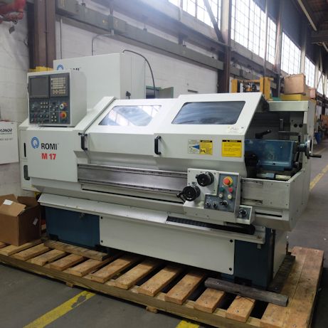 17 x 43 BRIDGEPORT ROMI MODEL M17,FANUC 21T CNC,4000 RPM,8 POS TURRET, 2001