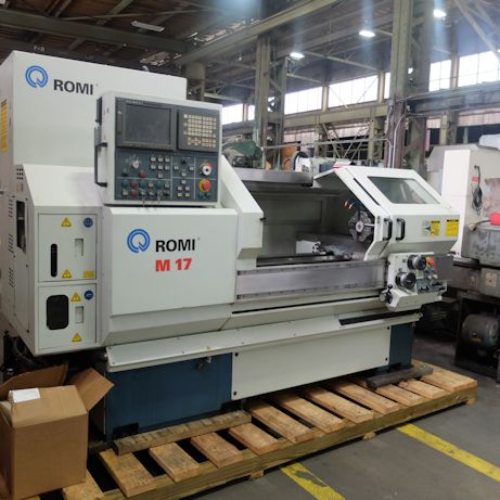17 x 43 BRIDGEPORT ROMI MODEL M17,FANUC 21T CNC,4000 RPM,8 POS TURRET, 2001